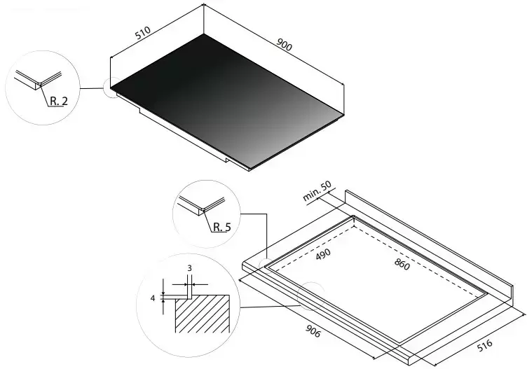 Варочная панель PIANO INDUZIONE 90x51