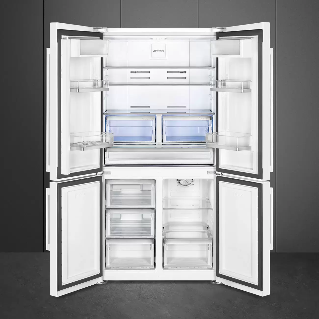 SMEG FQ60BDE Отдельностоящий 4-х дверный холодильник Side-by-Side, No-frost, 90.8 см, цвет белый